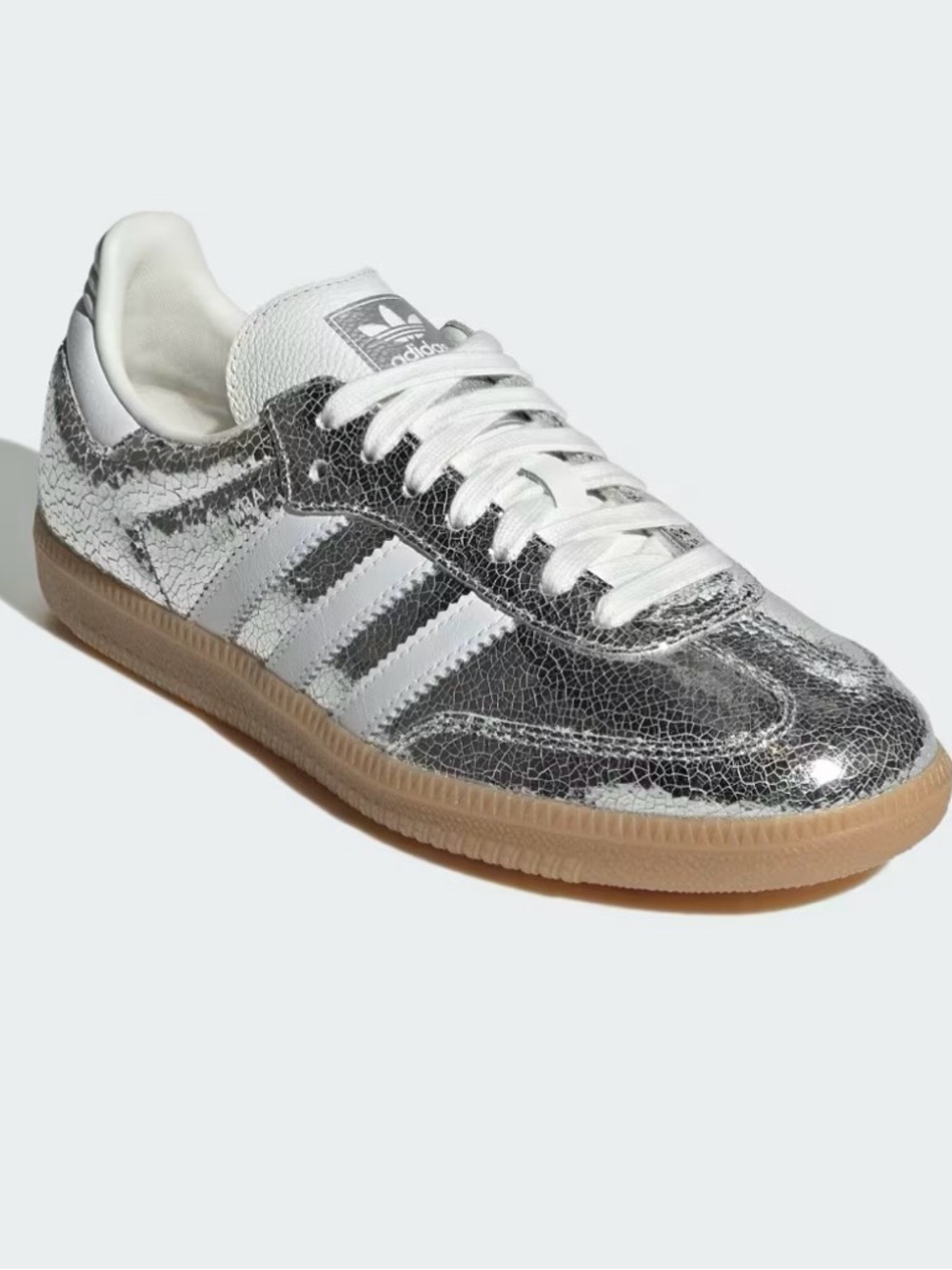 adidas Samba Metallic Silver and White Sneakers - Picture 2 of 6